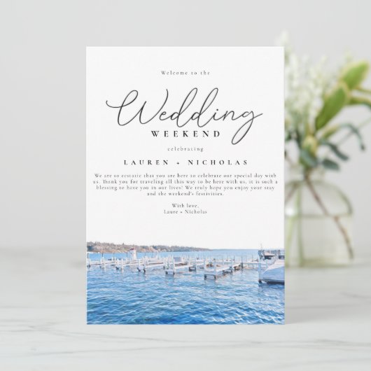 Lakefront Wedding Weekend Welkomstreisroute Kaart (Staand voorkant)