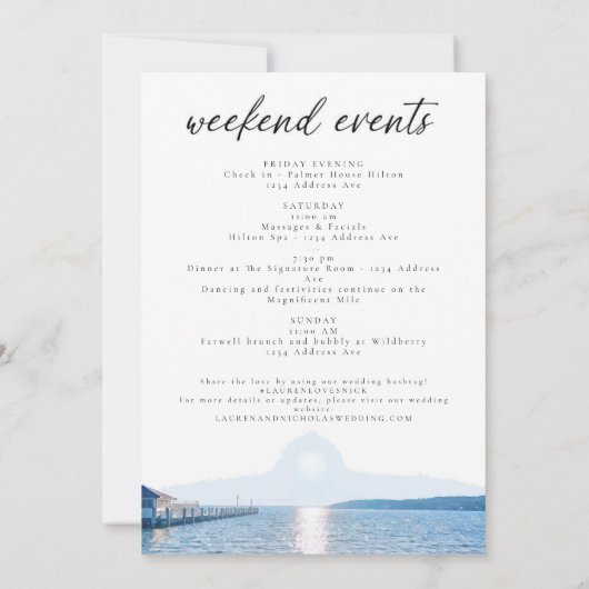 Lakefront Wedding Weekend Welkomstreisroute Kaart (Achterkant)