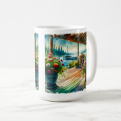  Lakehouse Uitzicht Deck and Flowers Koffiemok (Voorkant rechts)