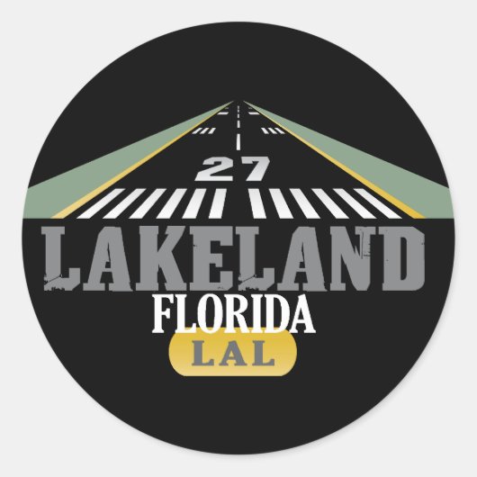 Lakeland FL - Vliegveld Runway Ronde Sticker (Voorkant)