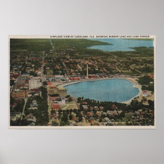 Lakeland, Florida - Aerial City Uitzicht Showing Poster (Voorkant)