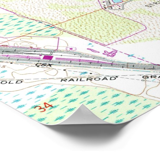 Lakeland Florida Map (1975) Poster (Hoek)