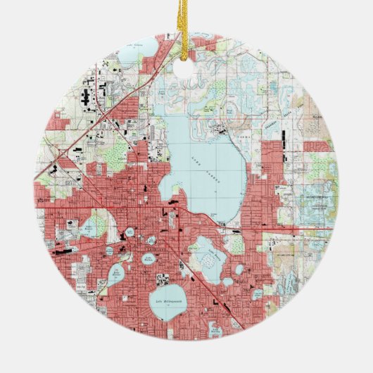 Lakeland Florida Map (1994) Keramisch Ornament (Achterkant)