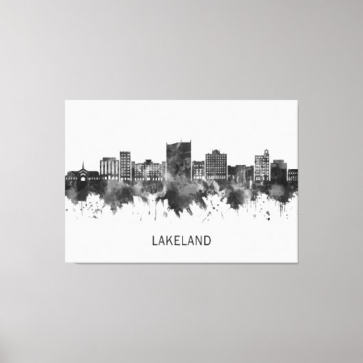 Lakeland Florida Skyline BW Canvas Afdruk (Voorkant)
