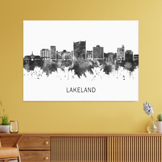 Lakeland Florida Skyline BW Canvas Afdruk (Insitu (Woonkamer))