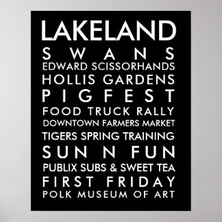 Lakeland geschiedenis 16x20 witte tekst poster