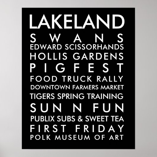 Lakeland geschiedenis 16x20 witte tekst poster (Voorkant)