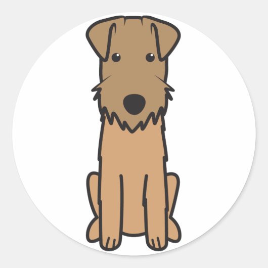 Lakeland Terrier Dog Cartoon Ronde Sticker (Voorkant)