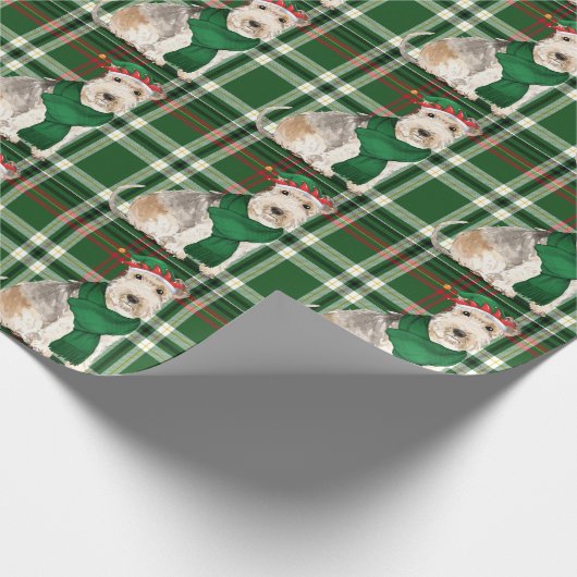 Lakeland Terrier Dog en Green Pset Kerstmis Cadeaupapier (Hoek)