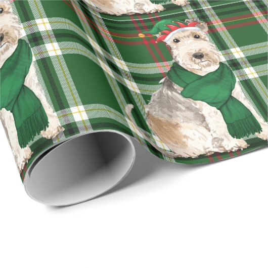Lakeland Terrier Dog en Green Pset Kerstmis Cadeaupapier (Rol Hoek)
