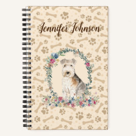 Lakeland Terrier Dog Paw Print & Floral Cute Notitieboek
