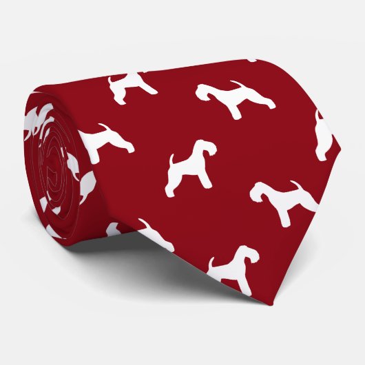 Lakeland Terrier Dog Silhouettes Pattern Red Stropdas (Opgerold)