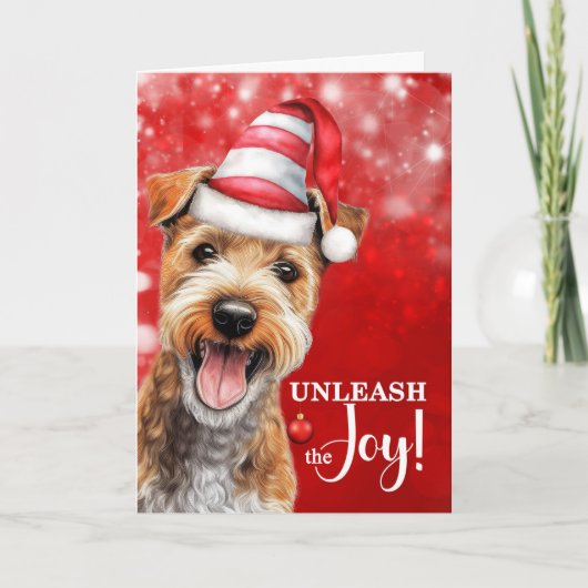 Lakeland Terrier Dog Unleash the Joy Christmas Feestdagen Kaart (Voorkant)