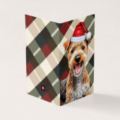 Lakeland Terrier Holiday Plaid Christmas Kaart (Buitenkant)