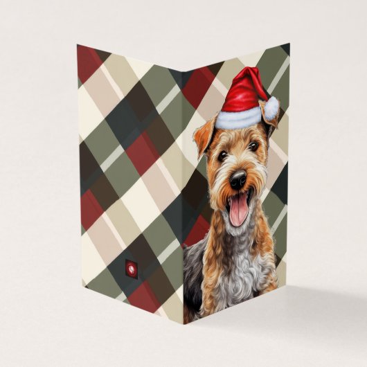 Lakeland Terrier Holiday Plaid Christmas Kaart (Buitenkant)