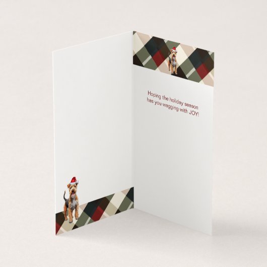 Lakeland Terrier Holiday Plaid Christmas Kaart (Binnen)