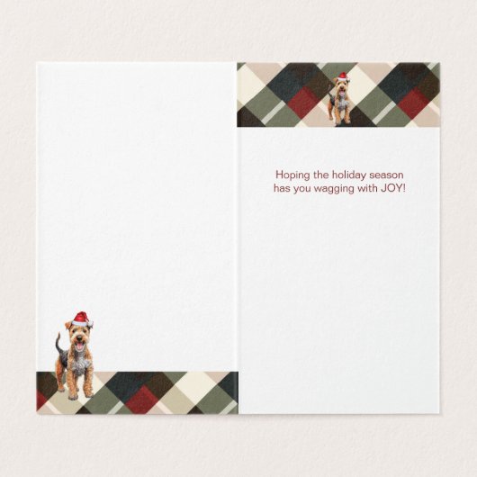 Lakeland Terrier Holiday Plaid Christmas Kaart (Binnenkant ongevouwen)