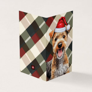 Lakeland Terrier Holiday Plaid Christmas Kaart