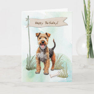Lakeland Terrier-hond buiten onder verjaardagsteks Kaart