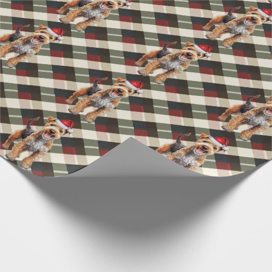 Lakeland Terrier Hond en Vakantie Plaid Kerstmis Cadeaupapier (Hoek)