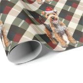 Lakeland Terrier Hond en Vakantie Plaid Kerstmis Cadeaupapier (Rol Hoek)
