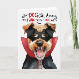Lakeland Terriër Hond Grappig Count DOGcula Hallow Feestdagen Kaart
