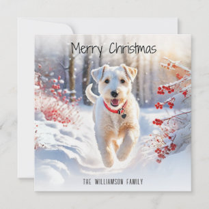 Lakeland Terrier-hond Winter Sneeuw Prettig Kerstf Feestdagenkaart