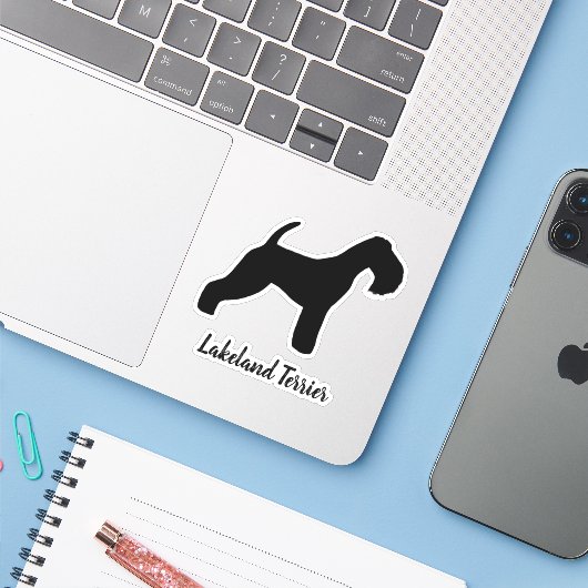 Lakeland Terrier Hondenras Silhouette Sticker (Laptop met iPhone)
