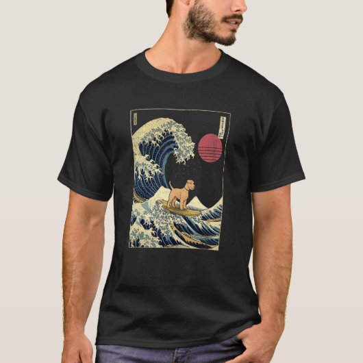 Lakeland Terrier Japans Kanagawa Wave Surf Dog T-shirt (Voorkant)