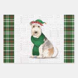 Lakeland Terrier Kersthond en Holiday Pset Inpakpapier Vel