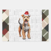 Lakeland Terrier Kersthond rood en groen geplakt Inpakpapier Vel (Voorkant)