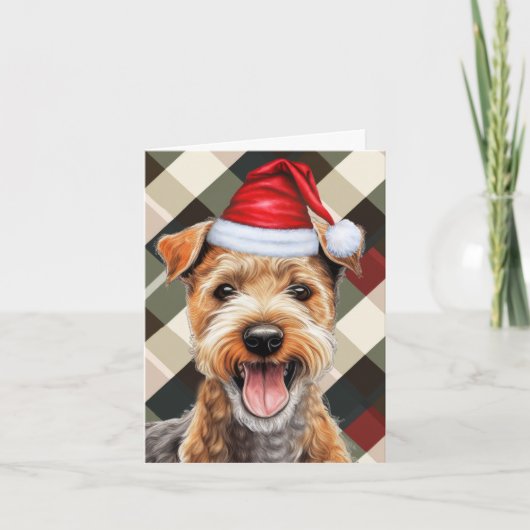 Lakeland Terrier Kersthond Vakantie Plaid Feestdagen Kaart (Voorkant)