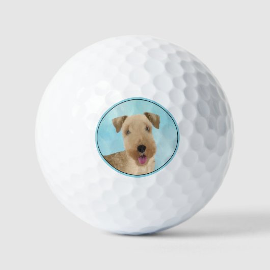 Lakeland Terrier Painting - Cute Original Dog Art Golfballen (Voorkant)