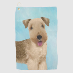 Lakeland Terrier Painting - Cute Original Dog Art Golfhanddoek