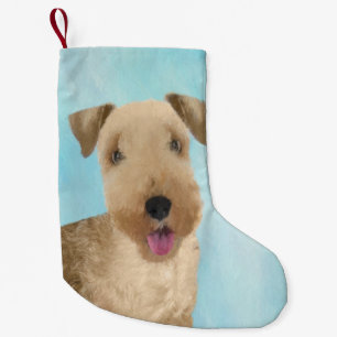 Lakeland Terrier Painting - Cute Original Dog Art Kleine Kerstsok