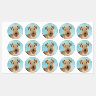 Lakeland Terrier Painting - Cute Original Dog Art Labels