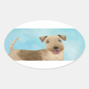 Lakeland Terrier Painting - Cute Original Dog Art Ovale Sticker