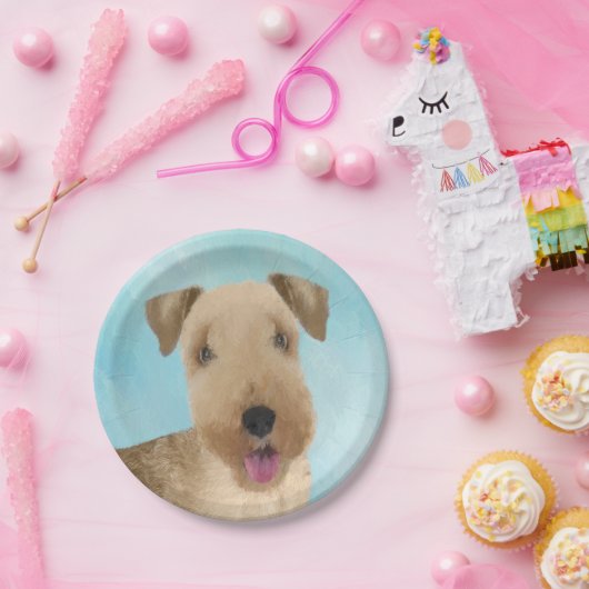 Lakeland Terrier Painting - Cute Original Dog Art Papieren Bordje (Feest)