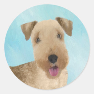 Lakeland Terrier Painting - Cute Original Dog Art Ronde Sticker