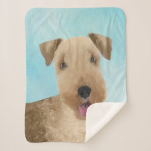 Lakeland Terrier Painting - Cute Original Dog Art Sherpa Deken