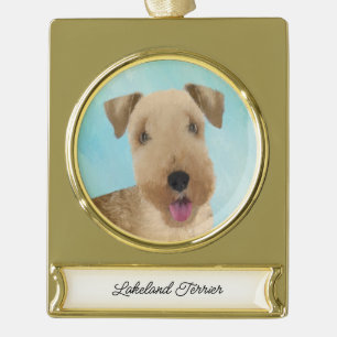 Lakeland Terrier Painting - Cute Original Dog Art Verguld Banner Ornament