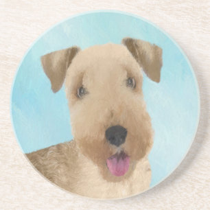 Lakeland Terrier Painting - Cute Original Dog Art Zandsteen Onderzetter