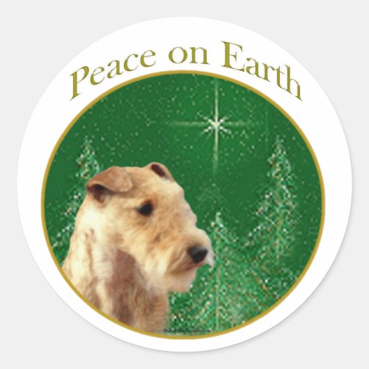 Lakeland Terrier Peace Ronde Sticker (Voorkant)