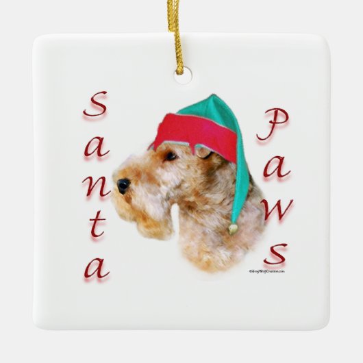 Lakeland Terrier Santa Paws Keramisch Ornament (Voorkant)