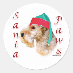 Lakeland Terrier Santa Paws Ronde Sticker