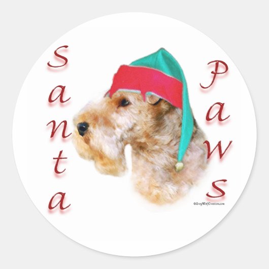 Lakeland Terrier Santa Paws Ronde Sticker (Voorkant)