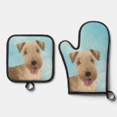Lakeland Terrier Schilderen Schattigee Originele H Ovenwant & Pannenlap Set (Voorkant)