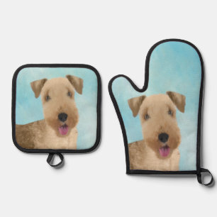 Lakeland Terrier Schilderen Schattigee Originele H Ovenwant & Pannenlap Set