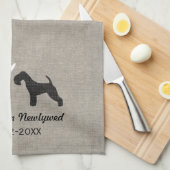 Lakeland Terrier Silhouetten met Hart en Tekst Theedoek (Quarter Fold)