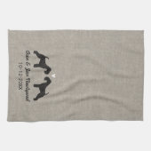 Lakeland Terrier Silhouetten met Hart en Tekst Theedoek (Horizontaal)